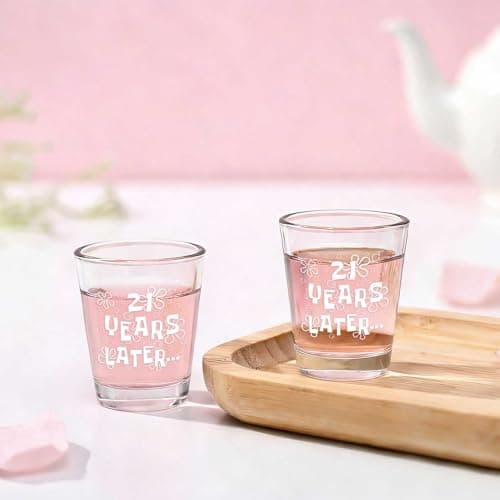Futtumy 21 Years Later Shot Glasses Set 2, 21st Birthday Gift for Her, 21st Birthday Gifts for Him, Gifts for 21 Year Old Male Female Women Men Son Daughter, Funny Birthday Present for Him or Her B0G4GX17D8
