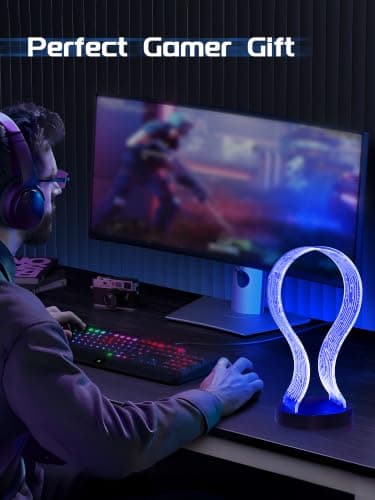 PCB Pattern Acrylic Headset Stand with 1 USB and 1 Type-C Charging Ports, Gifts for Men Boy Father Dad and DJ Music Lovers CoolGift Mart Light Up Headphone Stand, Gifts for Gamers B0DGKV973D
