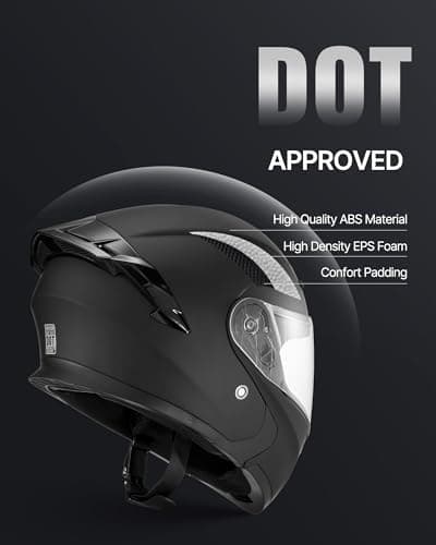 VEVOR Motorcycle Helmet DOT Approved, Adult Motocross Dirt Bike Helmet with Large Clear Visor, Comfortable Motorbike Racing Street with Detachable Liner for Men & Women