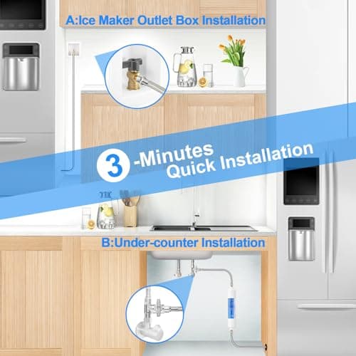 Refrigerator water line - 4 FT Premium Stainless Steel Braided Ice Maker Water Hose,Food grade PEX Inner Tube Fridge Water Line with 1/4" Fittings for Refrigerator Ice Maker