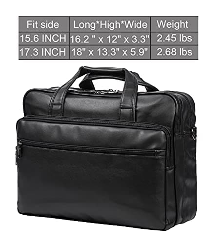 seyfocnia Leather Laptop Bag, Men's 15.6 Inche 17.3 Inche Messenger Briefcase Business Satchel Computer Handbag Shoulder Bag