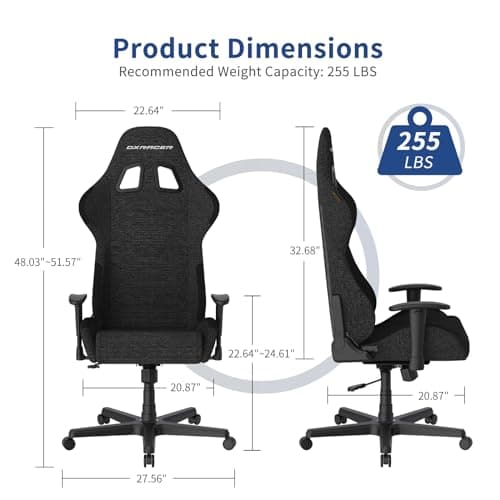 DXRacer Formula Gaming Chair - Ergonomic Chair for Computer and Video Game, Memory Foam Headrest, Lumbar Support, Water-Resistant Fabric, Black