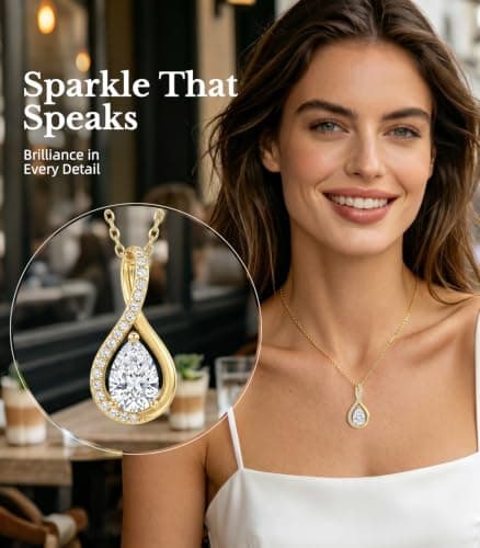 S925 Sterling Silver 18k Gold Plated Infinity Jewelry Gifts for Women Wife Her Girlfriend with Card in Light-Up Gift Box 2CT Moissanite Necklace Anniversary Birthday Gifts for Women Wife Her B0GTY9JBFT