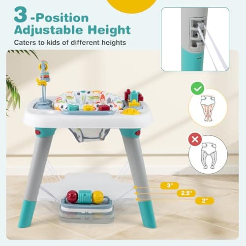 BABY JOY 6-in-1 Baby Activity Center, Baby Jumper & Interactive Play Table with 360° Rotating Seat, Detachable Toys & Music, Montessori-Inspired Design, Activity Center for Infant Toddlers 6-36 Months