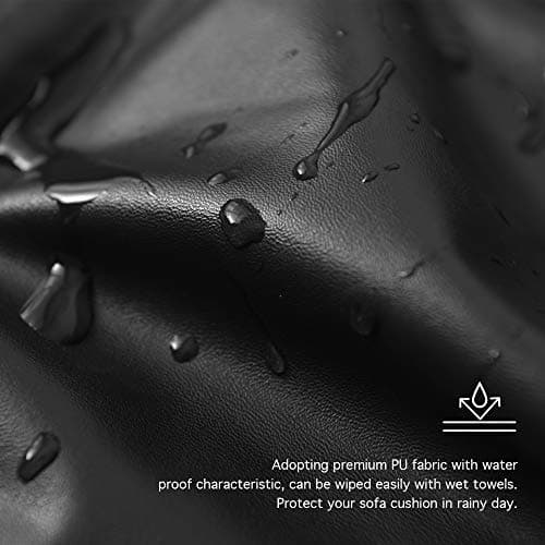 Yates Home PU Leather Couch Sofa Cushion Slipcover Water-Proof Elastic Chair RV Seat Covers Loveseat Sofa Furniture Protector Slip Cover for Settee Seater Replacement in Living Room（Sofa, Black）