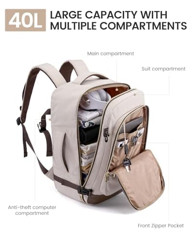 LOVEVOOK 40L Travel Backpack for Women Men with Garment Bag, Airline Approved Carry on Luggage Travel Essentials with 3 Packing Cubes, TSA Overnight Bags Weekender Essentials Backpacks fits 17" Laptop