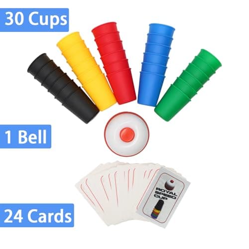 Quick Cups Games for Kids Intellectual Flying Stack Cups,Stacking Cups Games Parent-Child Interactive Game with 24 Picture Cards, 30 Cups