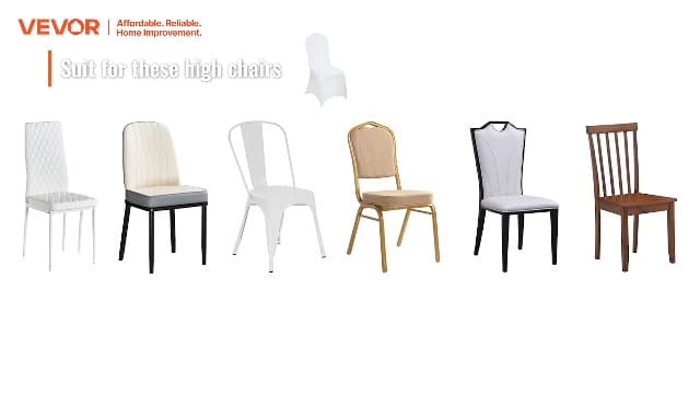 VEVOR 100 Pcs White Chair Covers Polyester Spandex Chair Cover Stretch Slipcovers for Wedding Party Dining Banquet Flat-Front Chair Covers