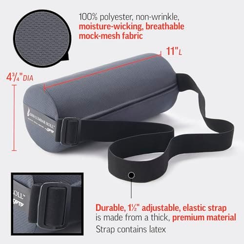 OPTP The Original McKenzie Lumbar Roll – USA-Made Low Back Lumbar Support for Office Chair & Car Seat Back Support Cushion. The Preferred Lumbar Pillow by Physical Therapists - Standard Density