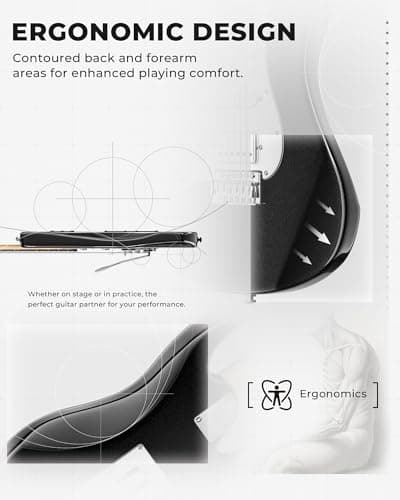 Fesley Left-Handed Electric Guitar: 39" Full Size Beginner Electric Guitar Kit, HSS Pickup, Solid Body Guitar Starter Set with Amplifier, Bag, Strap, String, Cable, FST100L, Black