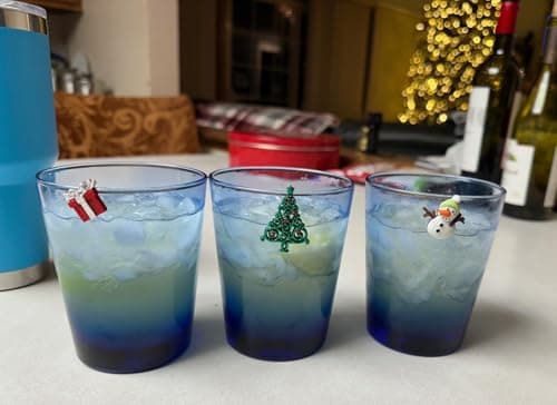 Simply Charmed Christmas Holiday Magnetic Wine Glass Charms & Cocktail Markers Set of 12 - Great Christmas Hostess Gift or Stocking Stuffer