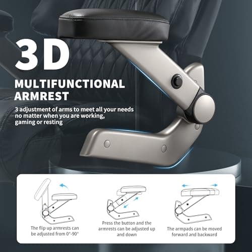 Big and Tall Office Chair 700lbs- Large High Back Executive Computer Desk Chair with 3D Flip-Up Arms, Adjustable Lumbar Support, Extra Wide Plus Size Seat, Heavy Duty Metal Base & Quiet Rubber Wheels