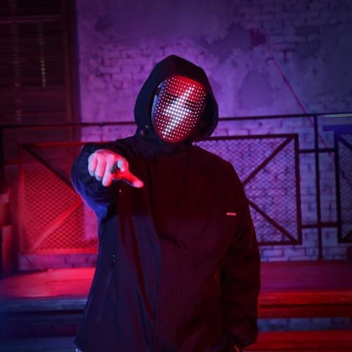 Gootus Led Mask Halloween Costume for Kids Adults, Face Transforming Light up Mask with Gesture Sensing, Cool Toys Great Gift for Birthday Costume Party Christmas