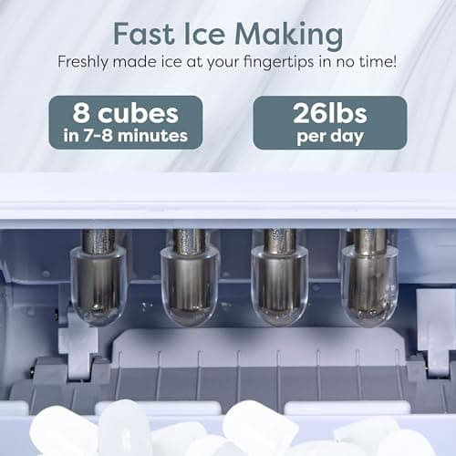 Igloo Portable Ice Maker with Scoop & Basket- Ice Maker with LED Control Panel & 1.5 Quart Water Tank-Ice Cube Maker Produces 26 Lbs. of Ice in 24 Hours With 8 Large or Small Cubes In 7 Minutes- Black