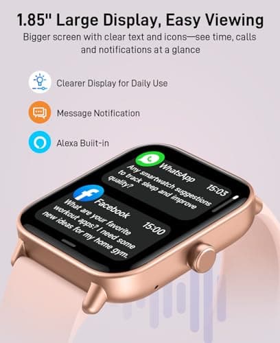 Smart Watches for Women (Make/Answer Calls), Alexa Built-in Smart Watch for Android/iPhones with Receive Messages/Emails/Reminders, 1.85" HD Fitness Tracker Watch with Heart Rate/Sleep/SpO2 Monitor