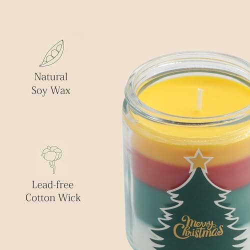 Christmas Candles - Christmas Gifts for Women, Aromatherapy Candle for Home Scented, Natural Soy Wax Vanilla Scented Candles