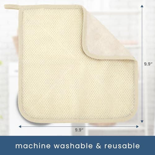 S&T INC. Exfoliating Washcloths, Dual Sided for Face and Body Scrub Towel, 9.9 Inch x 9.9 Inch, Cream, 3 Pack