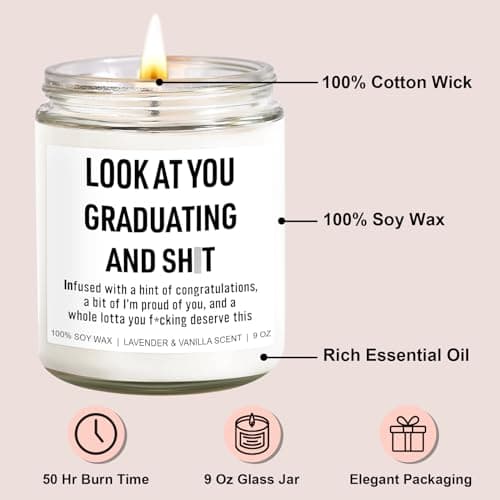 Funny Grad Candle, 2025 Graduation Gifts for Her, Him - College, High School, Masters Degree, Phd, Nursing & Nurse Graduation Gifts for Women, Men - 9 oz