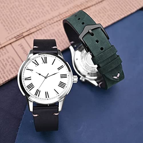BISONSTRAP Men's Watch Bands, Hand-Stitched Leather Watch Straps, Quick Release, 18mm 19mm 20mm 21mm 22mm