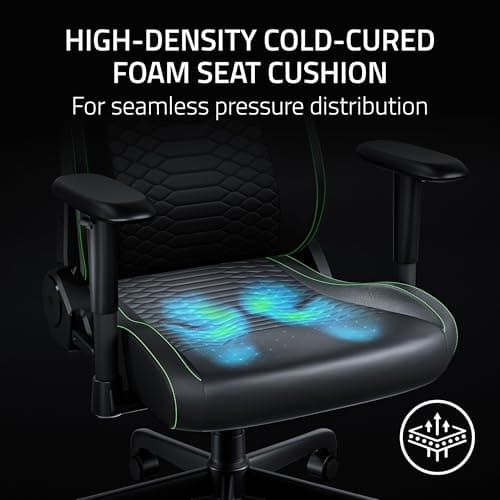 Razer Iskur V2 X NewGen Ergonomic Gaming Chair — Built-in Lumbar Support, Cooltouch Gen-2 EPU Leather, Ultra-Wide Seat Base, Adjustable 152 Degree Recline, Foam Cushions — Black/Green