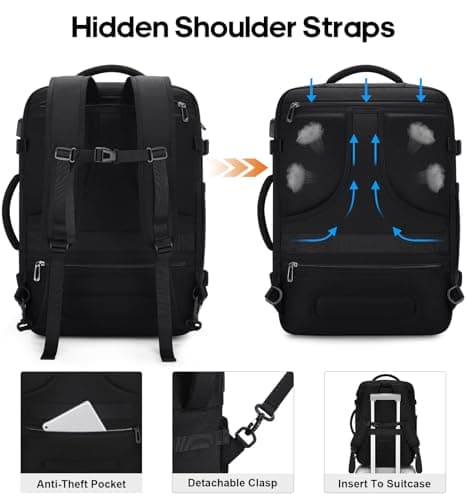 Bagsure Travel Backpack Carry On Backpack 42L Flight Approved, Expandable Laptop Backpack with Packing Cubes & Shoe Pocket, Water Resistant Luggage Backpack for Men Women, TSA Approved, Large Backpack