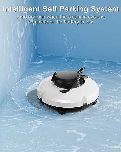 GMAPLAE Cordless Pool Vacuum for Above Ground Pool, Robotic Pool Cleaner with Dual Motors Strong Suction, 120 Mins Runtime, Auto-Parking, Pool Cleaner Robot for Inground Flat Pools Up to 1000 Sq.Ft