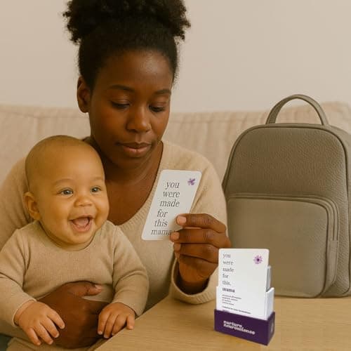 55 New Mom Affirmation Cards – Daily Positive Affirmations for Postpartum Essentials & Pregnancy Must Haves – Thoughtful Gifts for New Moms After Birth – Compact Size, Premium Card Stock & Stand