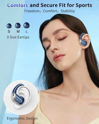 Wireless Earbud, Bluetooth 5.4 Headphones IP7 Waterproof for Sport, 50H Running Wireless Earphones with ENC Noise Cancelling Mic, Deep Bass Over Ear bud with Earhooks for Android, iOS, Workout, Gym
