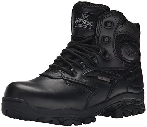 Thorogood Deuce 6” Waterproof Side-Zip Black Tactical Boots for Men and Women with Composite Safety Toe, Full-Grain Leather, and Slip-Resistant Outsole; BBP & EH Rated