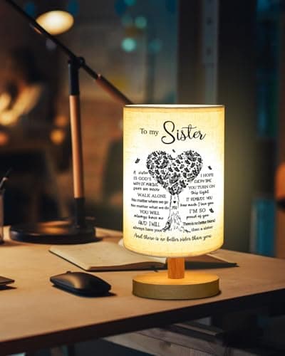 Sisters Gifts from Sister, to Sister Fabric Table Lamp, Sister Valentines Day Birthday Gifts for Sister, Bedside Table Lamp Gifts for Sisters from Sisters Adult