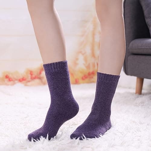 LINEMIN Wool Socks for Women Winter Warm Hiking Thick Warm Cozy Boot Crew Gift Socks 5 Pairs