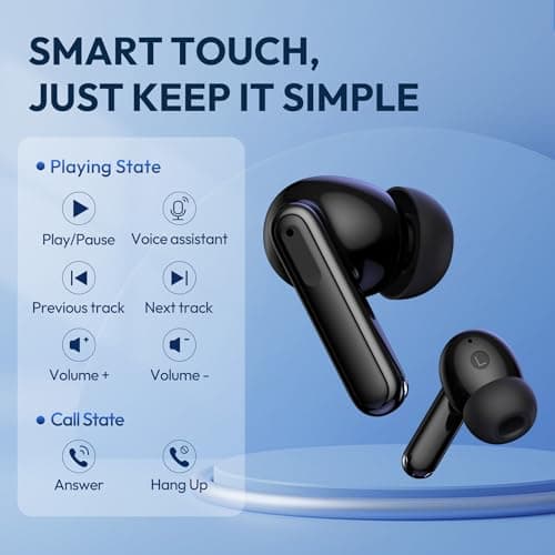 BAFONE Earbuds Wireless Bluetooth Ear Buds 60H Playback LED Power Display Headphone Wireless Bluetooth IPX5 Waterproof in-Ear Earbuds with Mic for Smart Phone Laptop Computer Sports (Black)