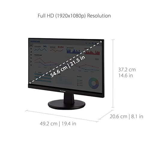 ViewSonic VS2247-MH 22 Inch 1080p Monitor, 100Hz Refresh Rate for Smooth Home and Office Viewing, Eye Care Technology, Thin Bezels, HDMI, and VGA Inputs