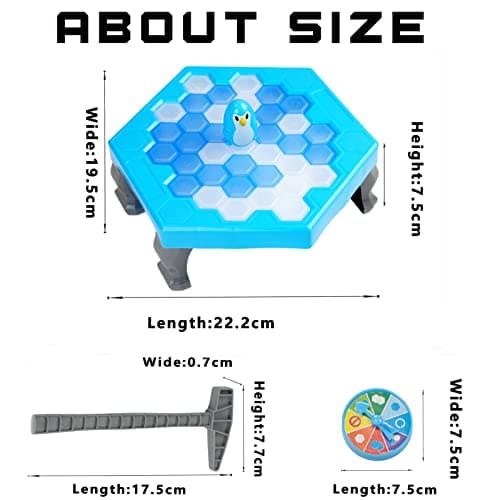 Save Penguin Break Ice Frozen Game for Kids, Meroqeel Protect The Iceberg Dont Let Penguins Trap on Ice Icebreaker Board Games Toy for Adults Family Childrens Kid Ages 4-8 with Cubes and Hammer