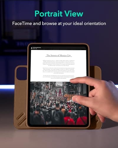 ESR for iPad Pro 11 Inch Case (2022/2021/2020/2018, 4th/3rd/2nd/1st Generation), Removable Magnetic Cover, Adjustable Portrait/Landscape Stand with Raised Display View, 9 Standing Angles, Brown