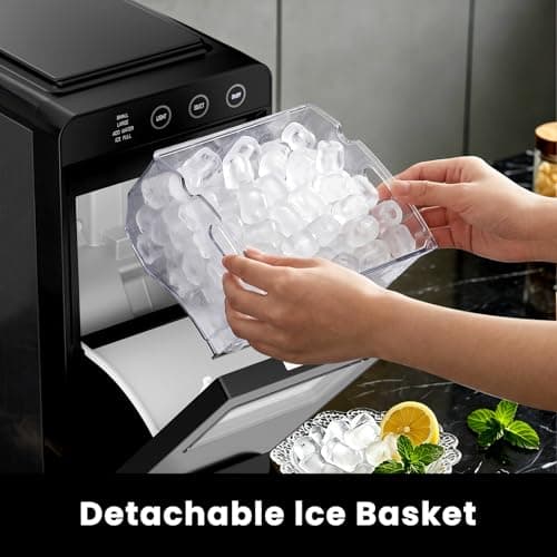 Electactic Countertop Ice Maker, 26Lbs Daily Ice Production, 0.8L Water Tank, Self-Cleaning, Adjustable Ice Size, One-Touch Operation, Interior Light, Portable Ice Maker for Home, Office & Party