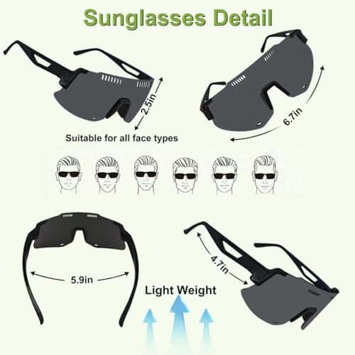 TURVSTPC Sport Running Sunglasses for Women Men, Professional Cycling Glasses Mens Sunglasses Wrap Around Uv400 Protection