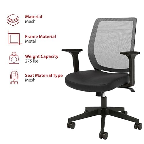 Staples Ergonomic Task Chair, Mesh, Ergonomic, Adjustable Height, Swivel