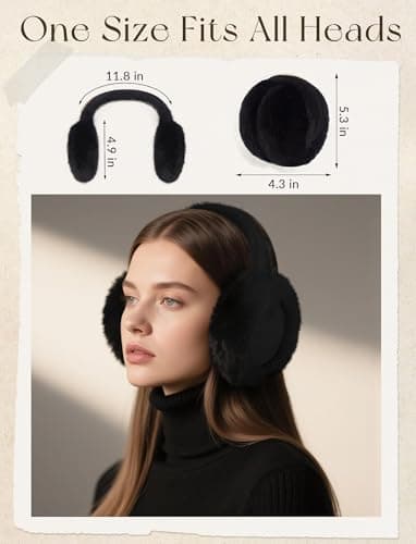 VEKDA Ear Muffs for Winter Women Fuzzy Ear Warmers Foldable Cute Earmuffs
