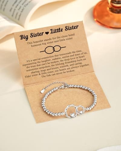 Tarsus Eternal Love Connected at Heart Interlocking 2 Circles Bracelet - Sister Gifts for Birthday, Christmas, Big and Little Sisters