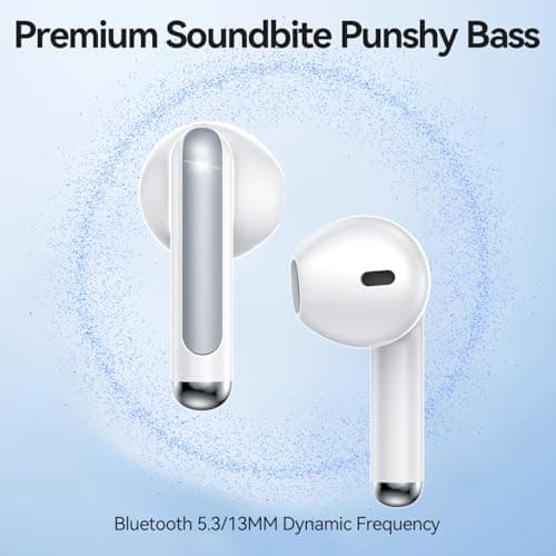 BHNYBWUL Wireless Earbuds, Bluetooth Headphones 5.4 Stereo 50 Hour Playback Ear Buds with LED Display and with ENC Noise Cancelling Mic Wireless Earphones, for Phone, Tablet, Laptop, Sports, White
