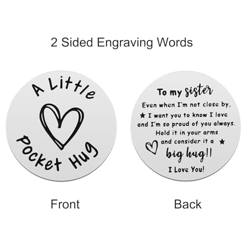 iJuqi Pocket Hug Token Keychain Keepsake Long Distance relationship inspirational Sobriety Gifts for Women Men Double Sided