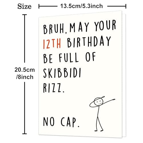 12 Year Old Birthday Gifts & Decorations for Boys Girls Nephew Niece with Gen Z Slang Meme-Inspired Design IDU 12th Birthday Card for Boys Girls Son Daughter B0GKY1X1JJ