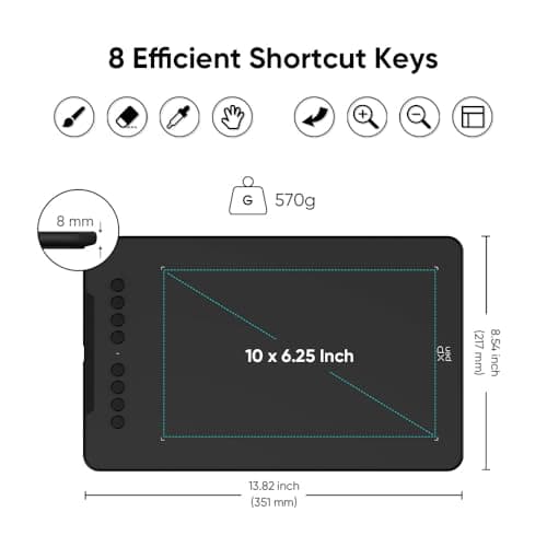 XPPen Updated Deco 01 V3 Drawing Tablet, 16384 Pressure Sensitivity, 8 Custom Shortcuts, 220 Report Rate for OSU Drawing Pad, Remote Teaching & Animation, Compatible with Android, Windows, macOS