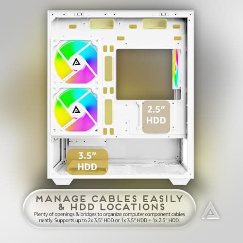 Apevia Phantom-MESH-WH Phantom Micro-ATX Dual-Chamber Mesh Gaming PC Case w/ 5X 120mm ARGB Fans, 366 RGB Modes, Mesh Airflow Performance Front Panel, 240mm Radiator Support, 2X USB3.0, HD Audio, White