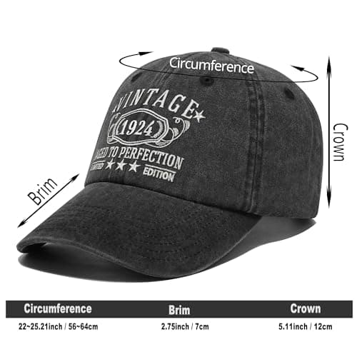 1924-1995 Birthday Gifts for Men Women,Personalized 30th-100th Birthday Ideas Gift,Parents Vintage Hat,