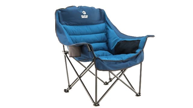 Guide Gear Oversized Extra Large Padded Camping Chair, Portable, Folding, Large Camp Lounge Beach Chairs for Outdoor, Adults, Men and Women, Heavy-Duty 400 Pound Capacity, with Cup Holder Blue