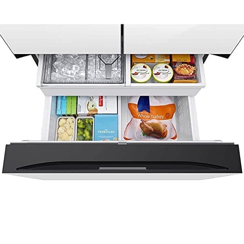 Samsung 30 cu. ft. Bespoke 3-Door French Door Refrigerator with AutoFill Water Pitcher and Dual Ice Maker, White Glass, RF30BB620012AA