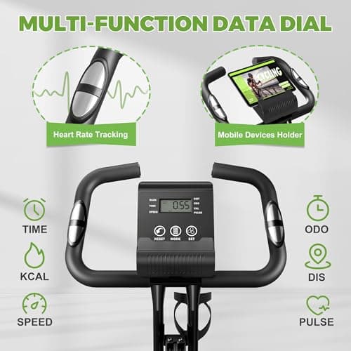 Caromix Folding Exercise Bike, 5 in 1 Stationary Bike with 16-Level Adjustable Magnetic Resistance, 330LB Capacity Indoor Workout Bike, Foldable Exercise Bike for Seniors and Adult