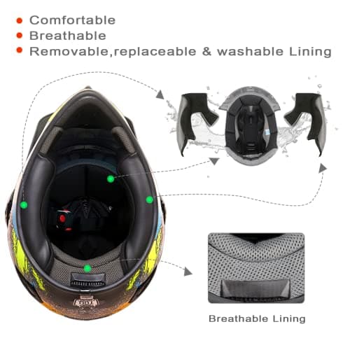 Dirt Bike Helmets ATV MX Motocross Four Wheeler Helmets for Adults Dual Sport Off Road Motorcycle Helmets for Men Women Full Face Helmet Dot Approved Color Red Shield